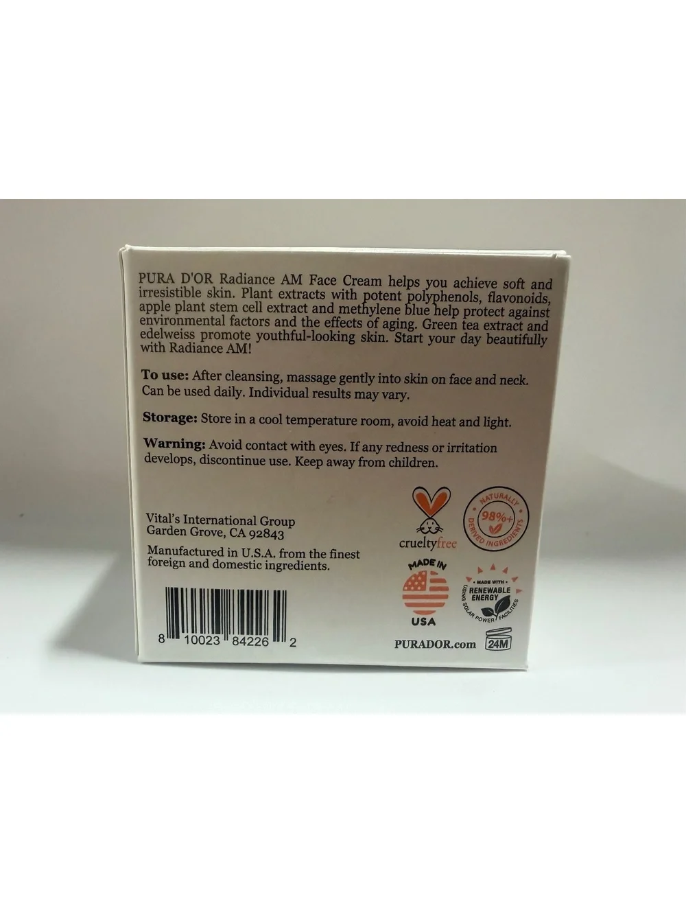 pura d'or Radiance AM Face Cream 1.7 oz (50 mL)
